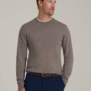 American Tall Merino Wool Crewneck Tip Sweater for Tall Men in Pinecone Size XLX